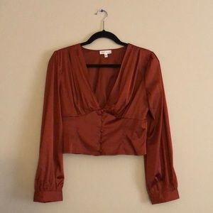 Burnt orange silky blouse